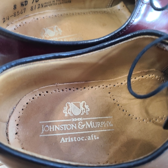 (0000) Johnston & Murphy Men's Aristocrat Cap Toe, Size: 8.5 D, Color: Burgundy - Picture 13 of 14